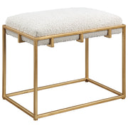 Uttermost Paradox Small Gold & White Shearling Bench