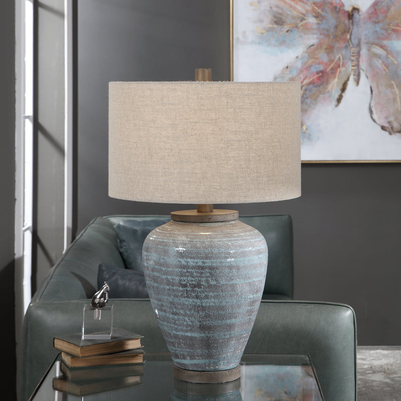 Uttermost 26228-1 Pelia Light Aqua Table Lamp