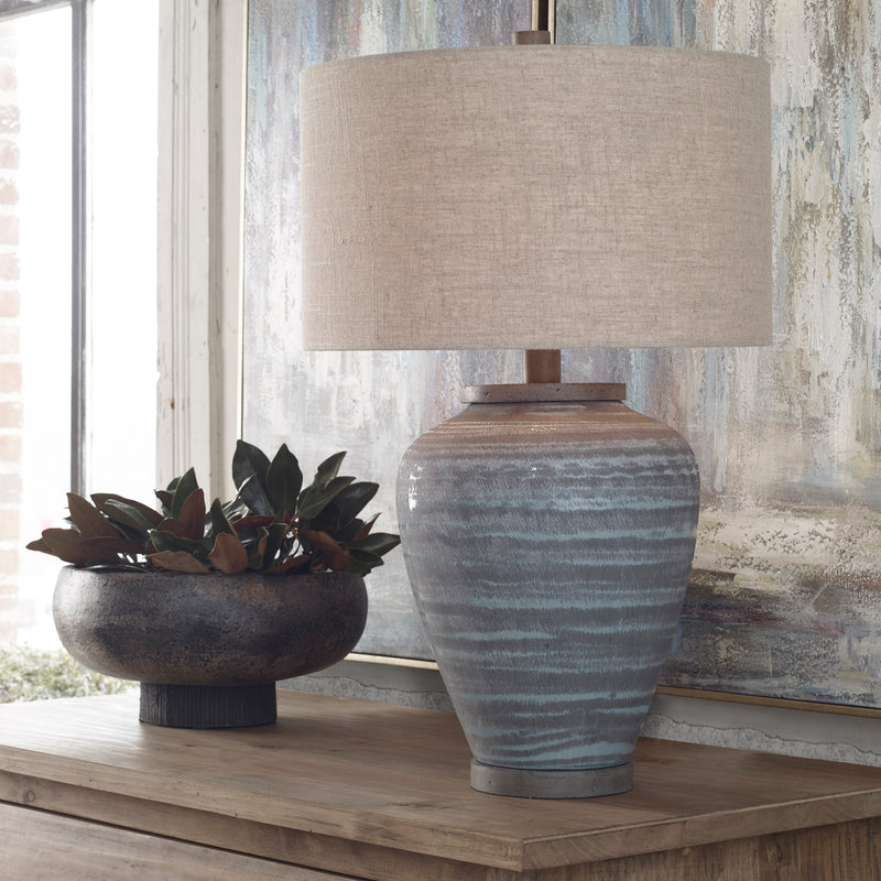 Uttermost 26228-1 Pelia Light Aqua Table Lamp