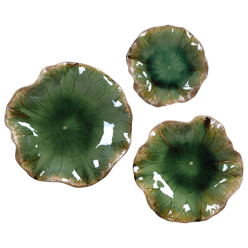 Uttermost 04247 Abella Green Ceramic Wall Decor, Set of 3