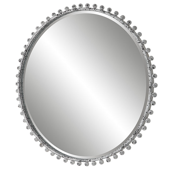 Uttermost Taza Aged White Round Mirror