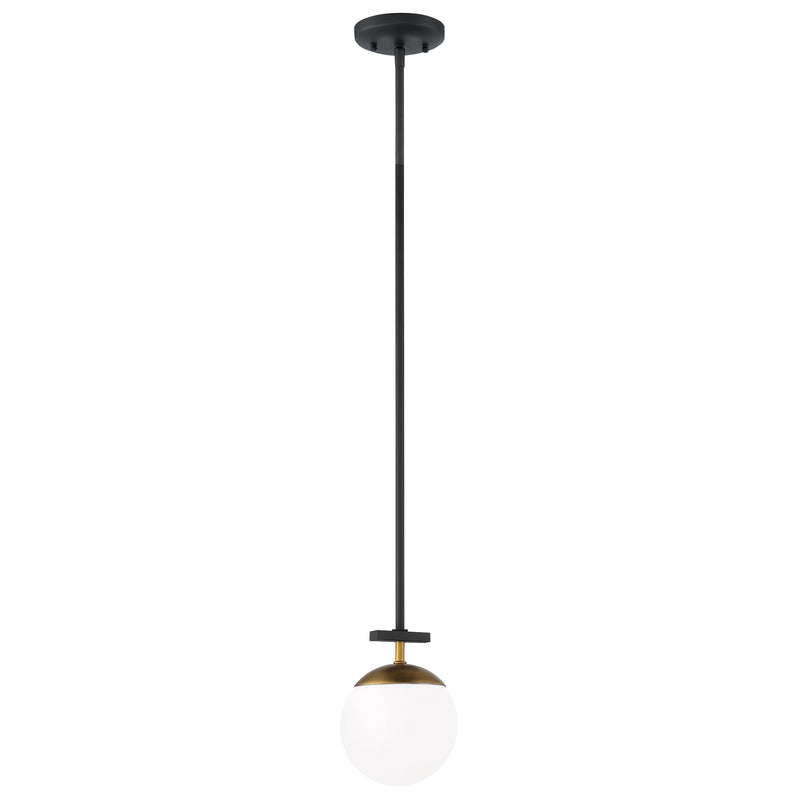 George Kovacs Alluria - 1 Light Mini Pendant in Weathered Coal Finish with Autumn Gold Accents and Etched Opal Glass (Pendant 6 in W x 7.75 in H)