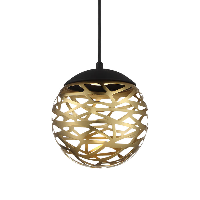George Kovacs Golden Eclipse - 1 LED Mini Pendant with Matte Coal and Honey Gold Finish (Pendant 7.88 in W x 8.25 in H)