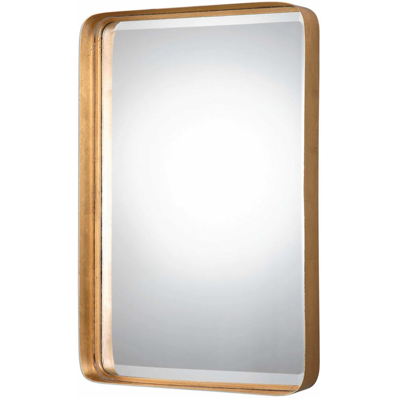 Uttermost Crofton 13936 antiqued gold modern rectangle bathroom vanity mirror, 20 in. W x 30 in. H