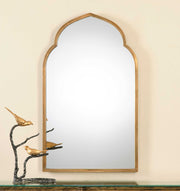 Detail view of hand-forged metal frame on Uttermost Kenitra mirror.