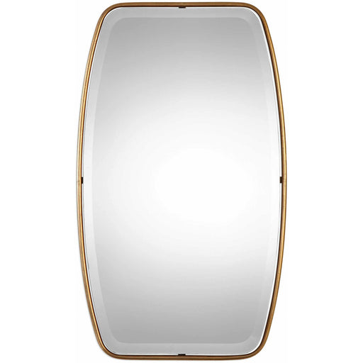 Uttermost 9145 Canillo antiqued gold mirror, floating beveled glass, 21 x 36.125 inches