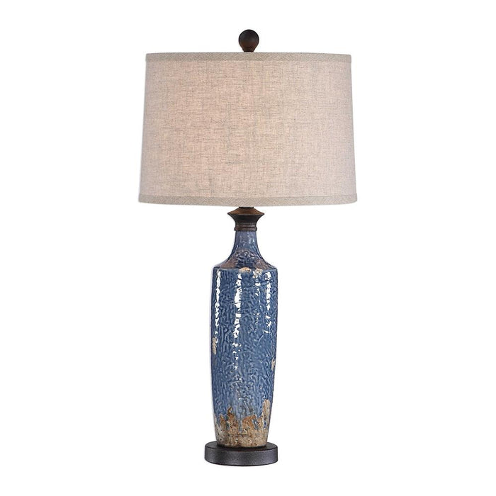 Moss + Fig Kipling Textured Blue Ceramic Table Lamp