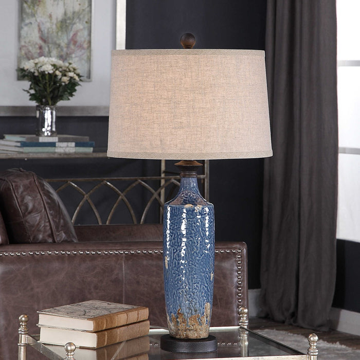 Kipling Textured Blue Ceramic Table Lamp